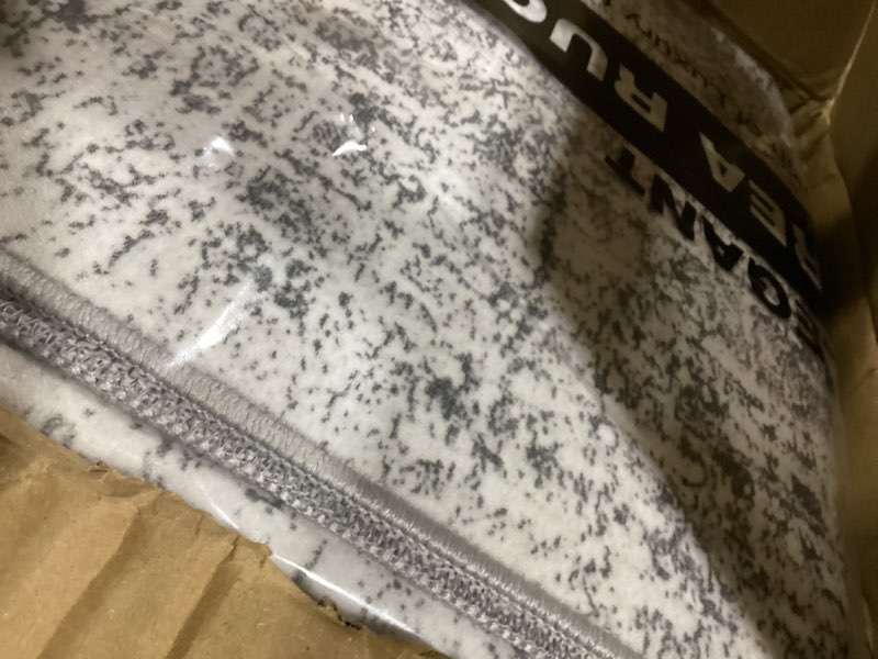 Condition photo showing New/Like New for 9x12 Area Rugs for Living Room, Non Slip Machine Washable Vintage Rugs, Low Pile Lightweight Large Rug for Bedroom, Dining Room, Home Office Grey Grey 9' x 12' (Rectangular)
