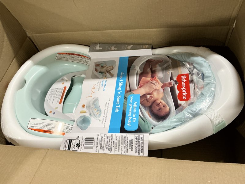 Condition photo showing Good Condition for Fisher-Price™ Baby to Toddler Bath 4-in-1 Sling 'N Seat Tub with Removable Infant Support and 2 Toys, Pacific Pebble