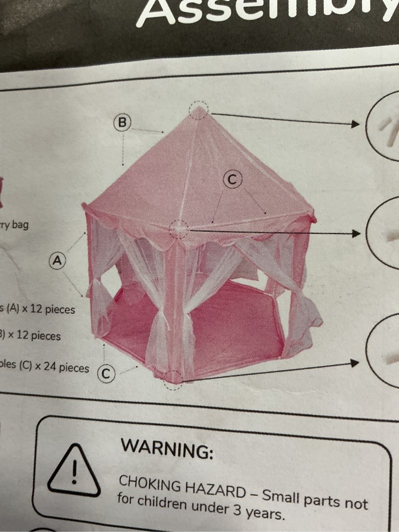 Princess tent pink with side walls