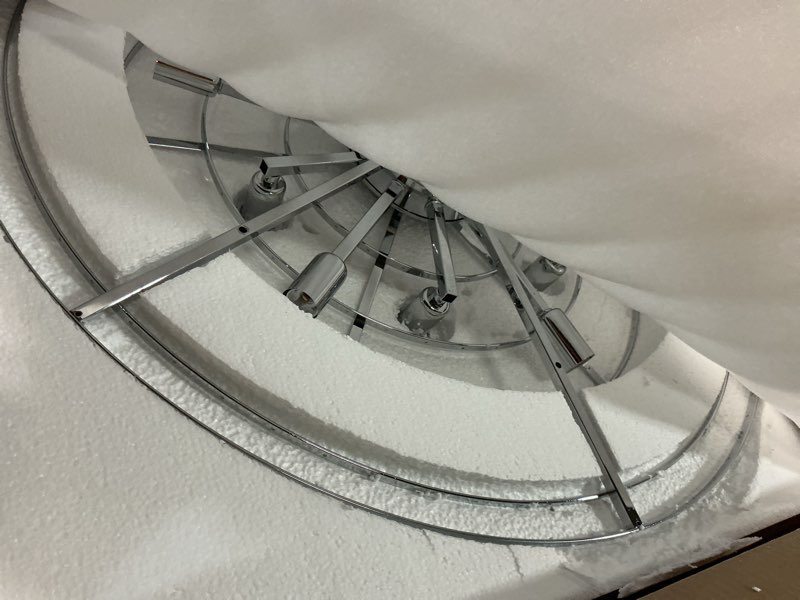 Condition photo showing New/Like New for black modern round top k9 crystal chandelier lighting fixture, 13 lights round k9 crystal adjustable hanging lamp for dining room bedroom living room,hallway,bar,kitchen w31' 31‘’ black