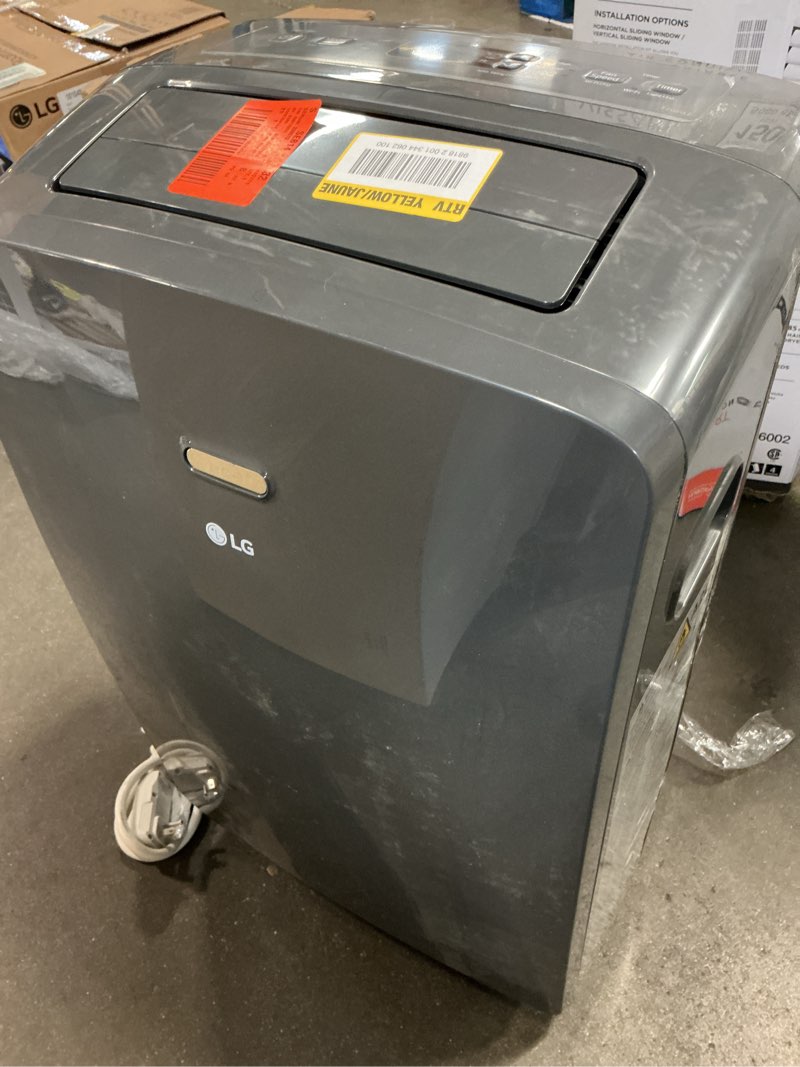 Condition photo showing As Is for 8,000 (doe) btu 115-volt portable air conditioner unit cools 350 sq. ft. with dehumidifier and wi-fi in gray