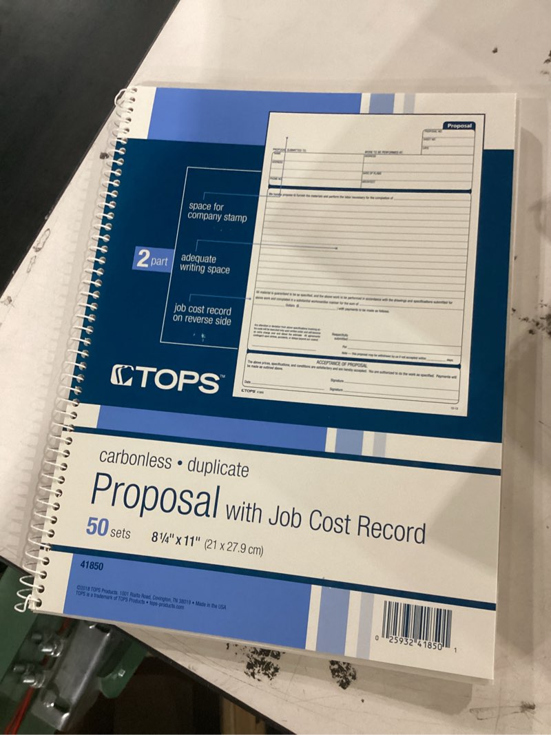 Condition photo showing Good Condition for tops business forms spiralbound proposal form book  8 1/2 x 11  two-part carbonless  50 sets/book
