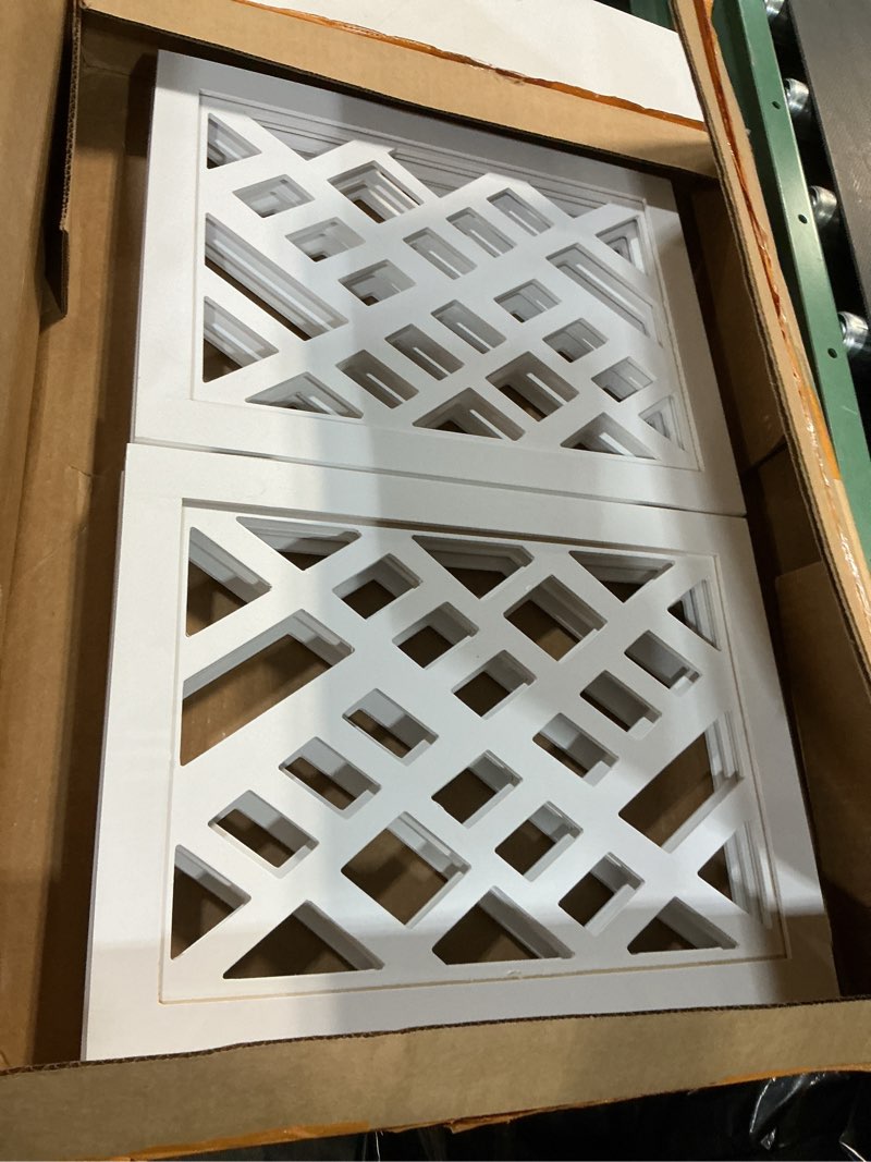 Condition photo showing As Is for cut-out design 16" short dog gate for small dogs, foldable retractable puppy gate indoor - freestanding lightweight pet barrier for doorways, stairs, hallways (extends to 35", white) h:16" / w:4"-35"
