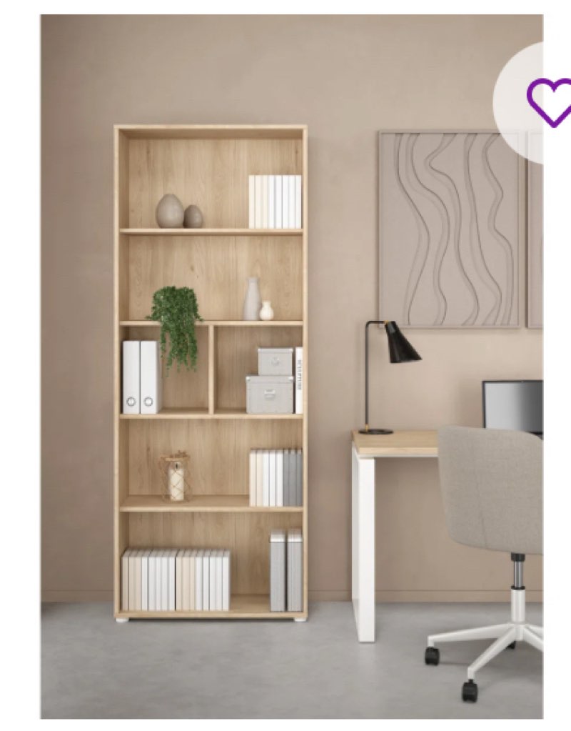 Embrie 6 Shelf Boockase Box 2/2-Side Profiles, Back Panel