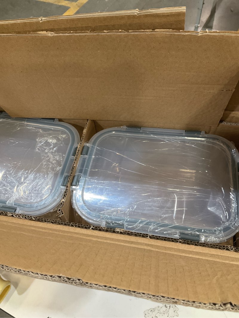 Condition photo showing Good Condition for [8-pack,30 oz]glass meal prep containers,glass food storage containers,airtight lunch containers with lids, microwave, oven, freezer and dishwasher gray
