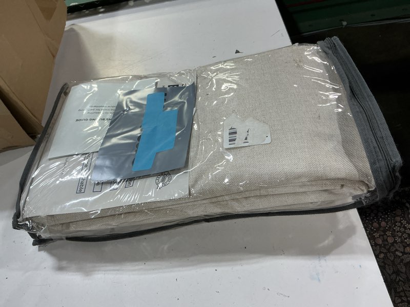 Condition photo showing New/Like New for 100% blackout shield linen blackout curtains for bedroom 96 inches long, back tab/rod pocket living room drapes, thermal insulated blackout curtains 1 panel set, 100" w x 96" l, cream