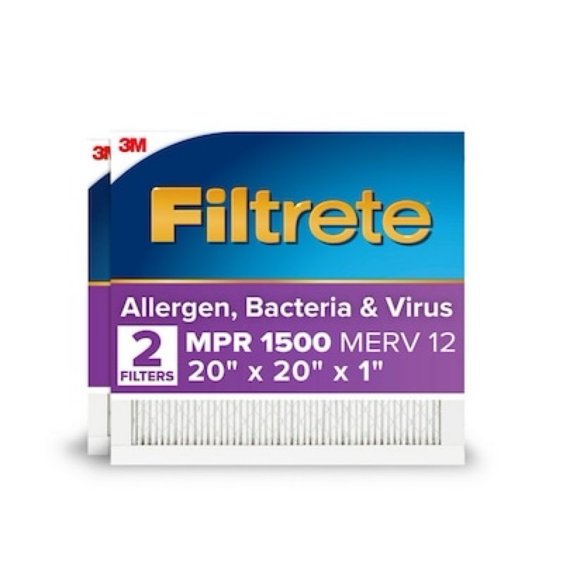 filtrete 20 x 20 x 1 merv 12 1500 mpr allergen, bacteria and virus electrostatic pleated air filter 2