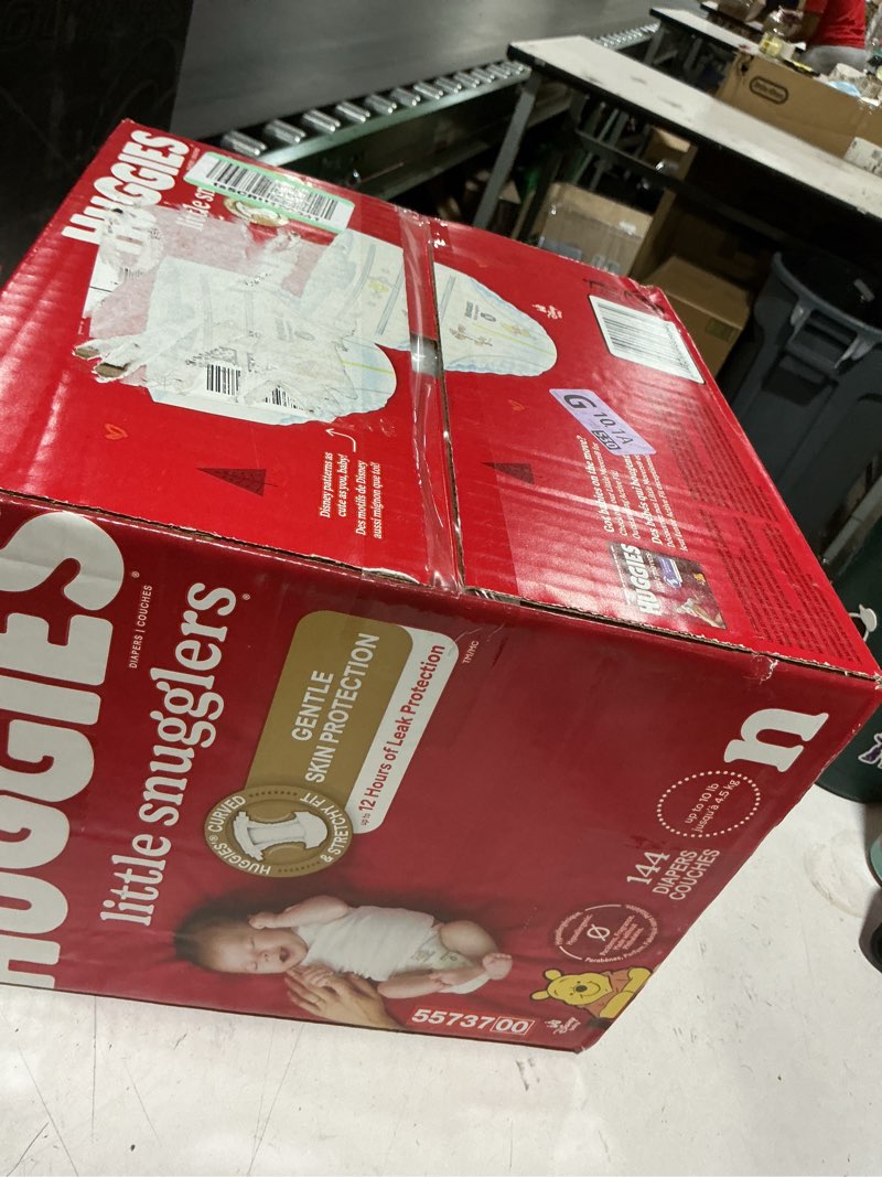 Condition photo showing New/Like New for huggies size newborn diapers, little snugglers baby diapers, size newborn (up to 10 lbs), 144 count, packaging may vary