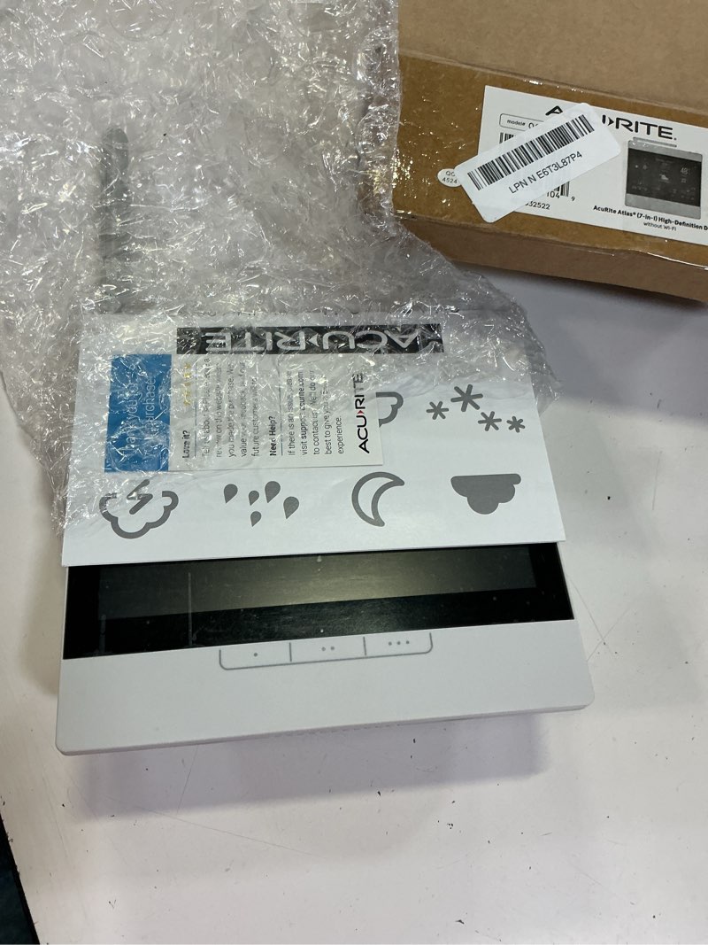 Condition photo showing Good Condition for acurite atlas home weather station high-definition display for temperature, humidity, wind speed, wind direction, hyperlocal forecast, and programmable alerts with built-in barometer - white (06104m)