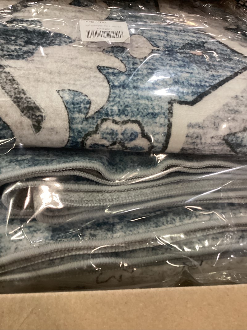 Condition photo showing New/Like New for area rugs 9x12 living room rug: washable rug soft vintage boho medallion carpet indoor floor non-slip stain resistant large carpets for bedroom dining room farmhouse nursery home office blue blue 9' x 12' (rectangular)