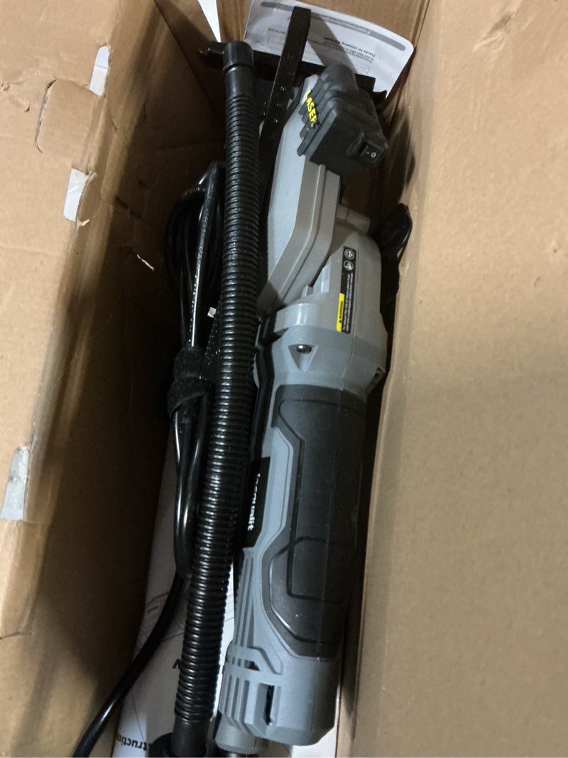 Condition photo showing Good Condition for mini circular saw, 4amp 3500rpm corded compact saw with 4-1/2" 24t tct blades, laser guide, rip guide, vacuum adapter and blade wrench, max cutting depth 1-11/16"(90°), 1-1/8"(45°? corded saw