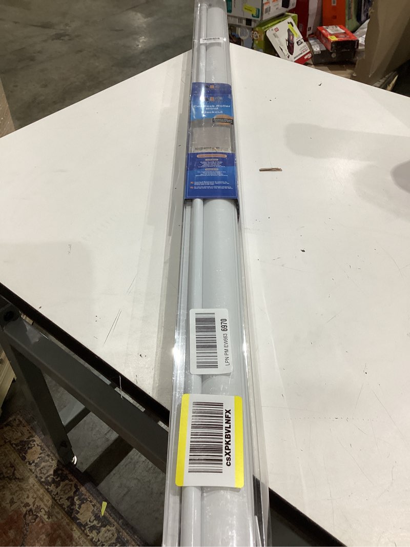 Condition photo showing New/Like New for cordless roller shades blackout blinds for indoor windows - jacquard linen look thermal uv blocking pull down shades, room darkening for bedroom, office, home (linen beige, 23"x72") linen beige 23"w x 72"h