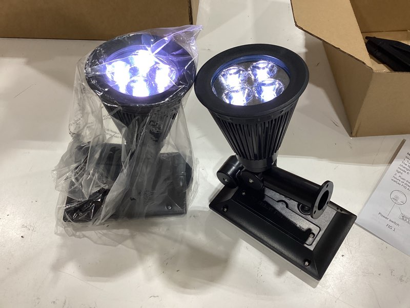 Condition photo showing Good Condition for 2 pack color changing solar spotlights outdoor for tree, flower, plant, statue, sign, decorative wall, waterproof rainbow lanscape spot uplights for house outside, yard, garden, patio, pathway, pool