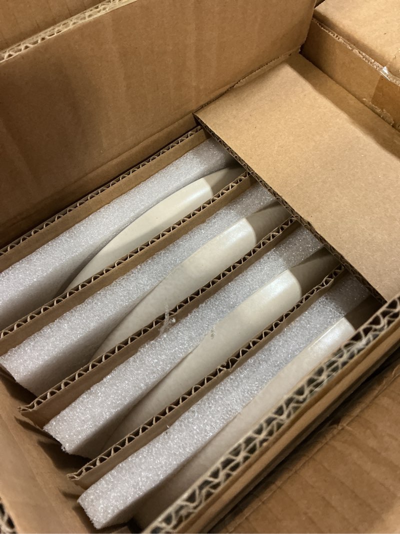 Condition photo showing Good Condition for famiware milkyway plates and bowls sets, 12 pieces dinnerware sets, reactive glaze dish set, stoneware dishes set for 4, matte beige white matte beige white 4-set(12pcs)