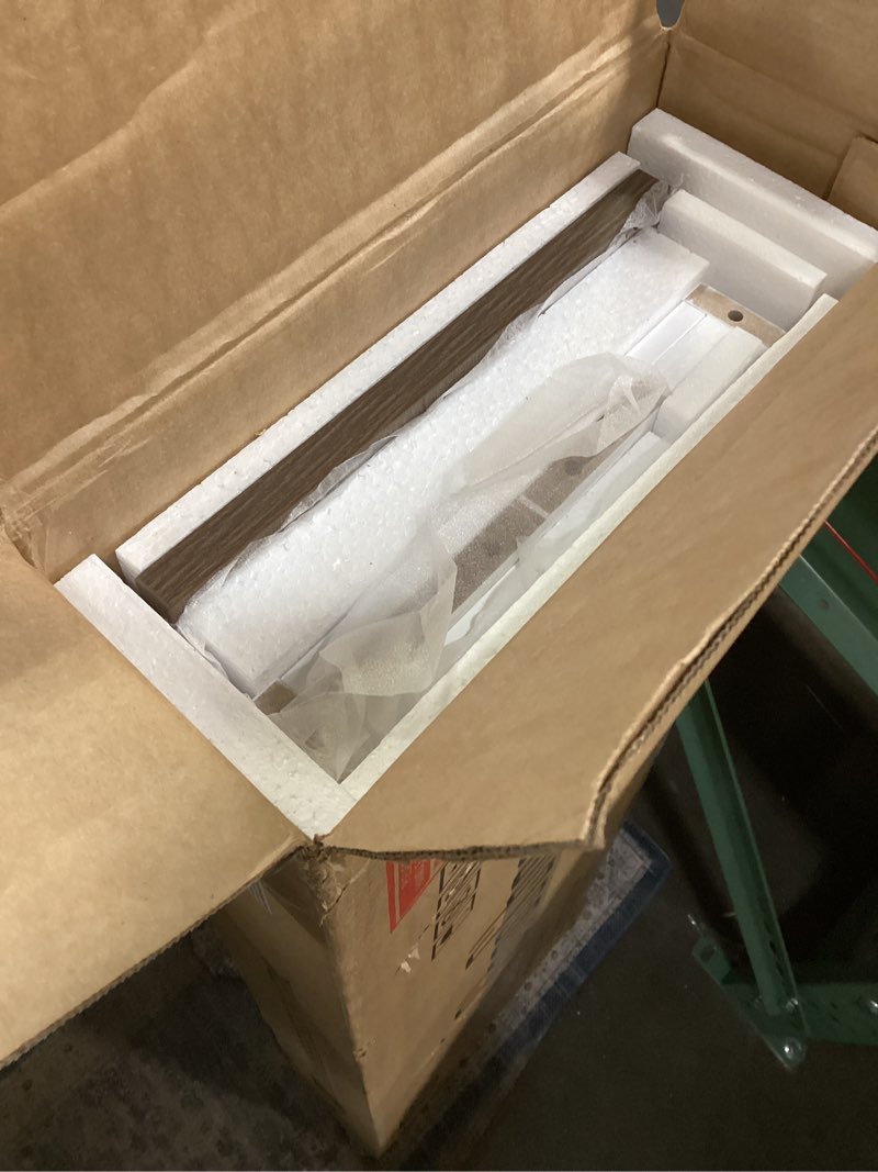 Condition photo showing Good Condition for ChooChoo Farmhouse Console Table with Drawer for Entryway, Narrow Long Entry Table with Shelf for Living Room, Rustic Vintage Hallway Sofa Table with Stable X Supports, 40 White White 39.37"W*11.81"D*31.5"H