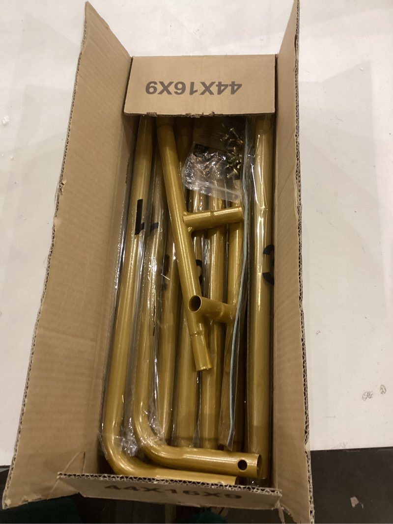 Condition photo showing New/Like New for Wedding Welcome Sign Holder, 68”x31”x 20” Welcome to Our Wedding Sign Adjustable Display Stand with 4 Leather Sign Hanging Straps,Gold Easel Stand Personalized for Baby Bridal Shower Sign Gold 68”x31”x 20”