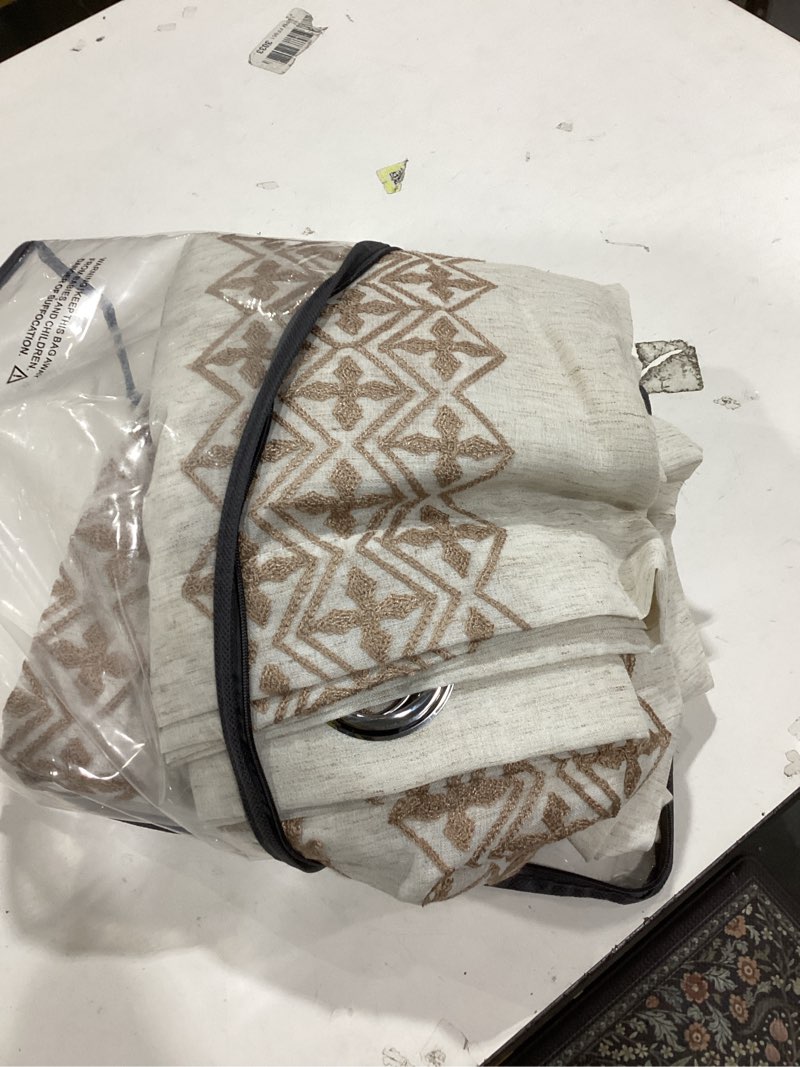 Condition photo showing Good Condition for Cream Curtains 108 Inches Long for Living Room Bedroom Curtains 2 Panels set Grommet Semi Sheer Flax Linen Drapes for High Ceiling to Floor Length Sliding Glass Doors, 52x108 Inch Length, Taupe 52"W x 108"L (Pack of 2) Taupe