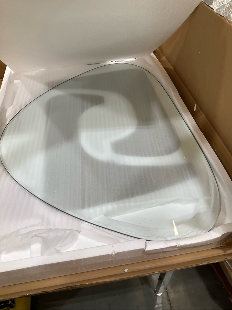 Condition photo showing Good Condition for modern glass coffee table, mid century small coffee table, coffee table for living room,suitable for bedroom living room reception office tables (walnut/transparent, small) walnut/transparent small 32.2 * 22.4 * 16in