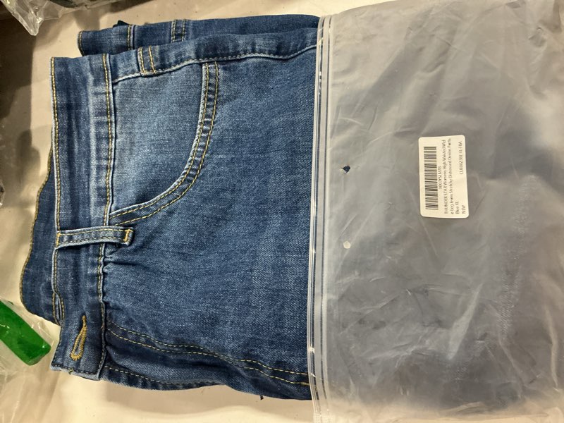 Condition photo showing New/Like New for thunder star womens high waisted wide leg jeans stretchy distressed denim pants xl  blue