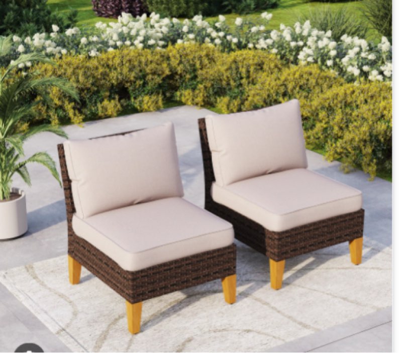 Argyri Armless Wicker Outdoor Patio Chair with Cushions