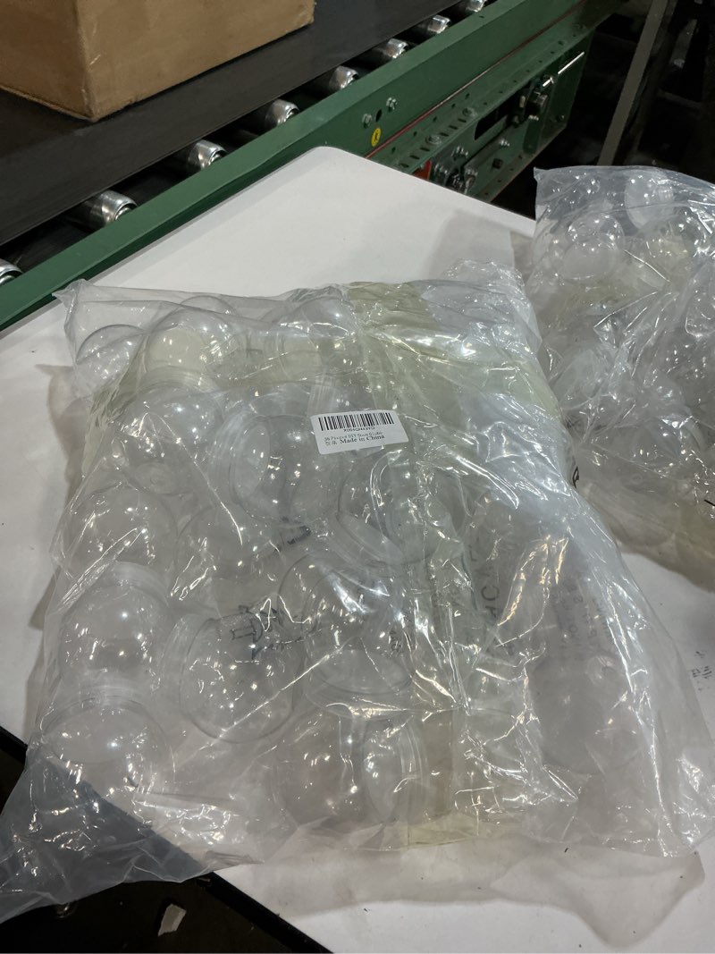 Condition photo showing New/Like New for 36 Pieces 2.7 Inch/69mm Plastic Snow Globe Clear Water Globe Fillable Snow Globe Ornaments with Screw Off Cap and Inner Plug for DIY Crafts Christmas Home Decoration