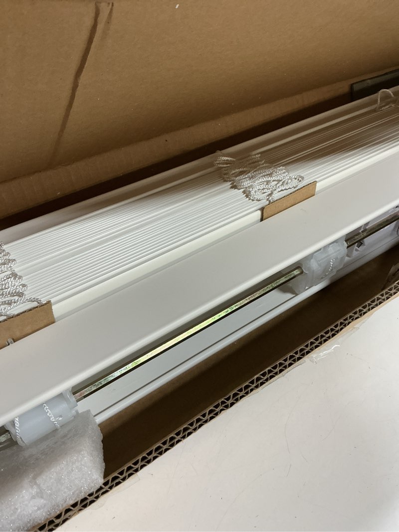 Condition photo showing Good Condition for Chicology Cordless Faux wood blinds Best for Kids, Inside Mount, 29"W X 48"H, Basic White 29"W x 48"H Basic White