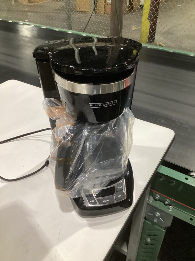 Condition photo showing Good Condition for (not tested)black+decker 12-cup digital coffee maker, programmable, washable basket filter, sneak-a-cup, auto brew, water window, keep hot plate, black