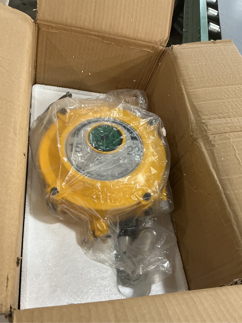 Condition photo showing Good Condition for qwork spring balancer, 33-49lbs (15-22kg) retractable balancer with 5 ft long wire rope and hook, retractable spring tool hanging holding equipment