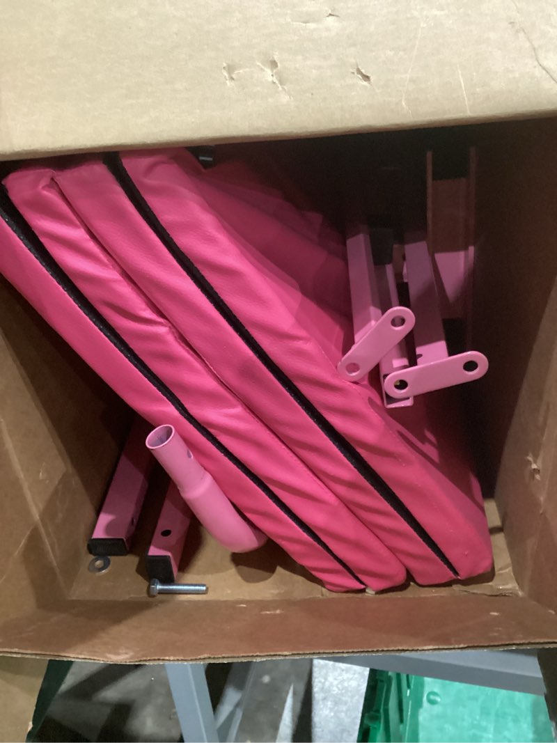 Condition photo showing As Is for MARFULA Foldable Gymnastic Bar for Kids Ages 3-12, 9 Height Levels, 200 lbs Weight Capacity, 5 Ft Length Gymnastic Kip Bar with Mat, Gymnastic Equipment for Home and Gym Center Indoor Outdoor Use Kip Bar With Mat Pink (Bar With Mat)