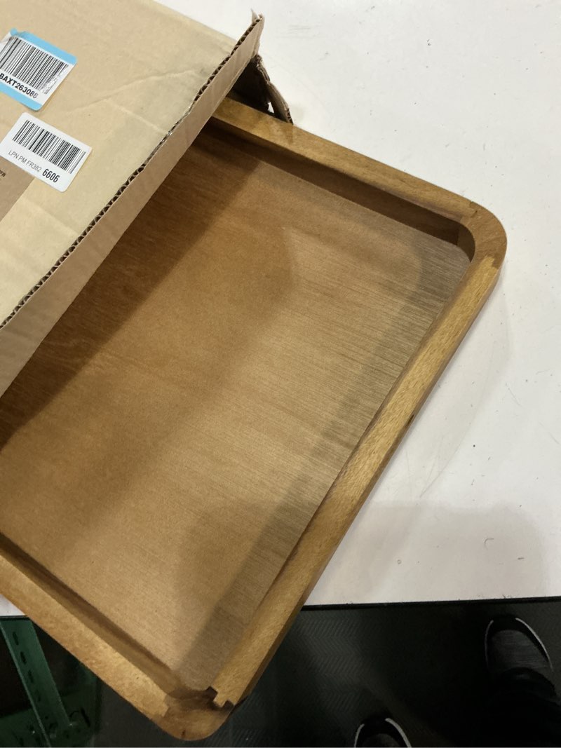 Condition photo showing Good Condition for acacia wood square serving tray, 14" x 14" x 2"