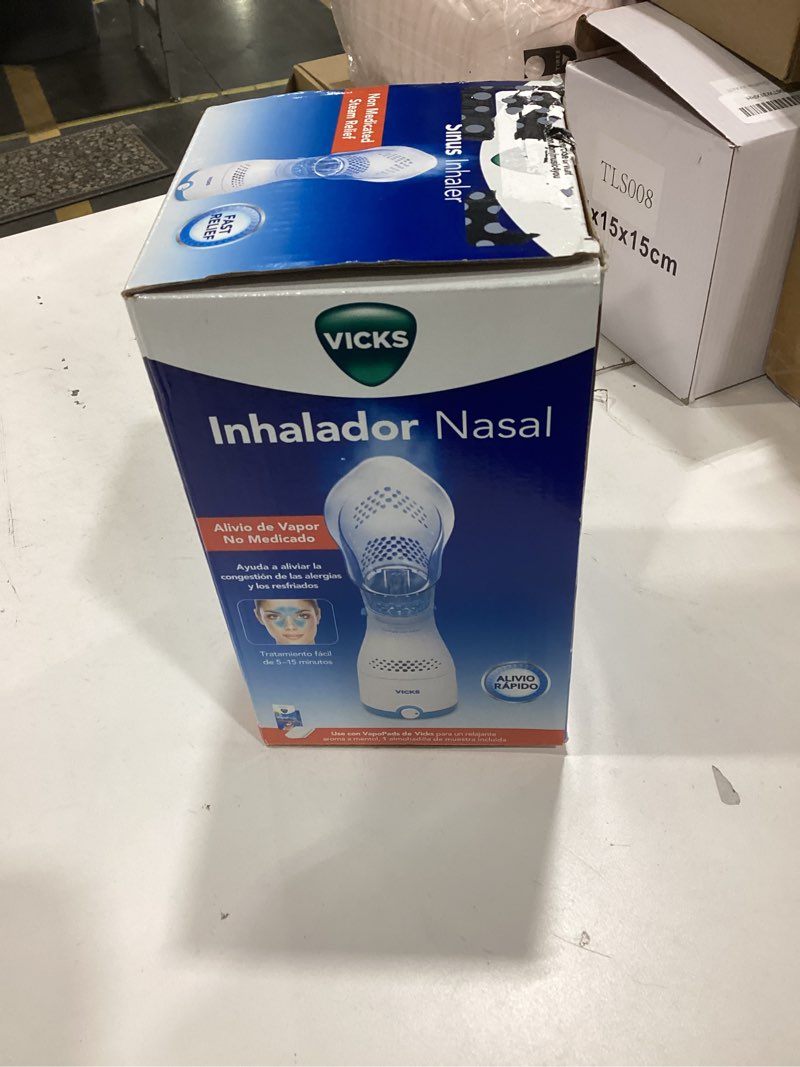 Condition photo showing As Is for vicks sinus inhaler, plug-in non-medicated steam inhaler for sinus relief, allergies, congestion & colds, vocal steamer, soothes nasal & throat passages, works with vapopads
