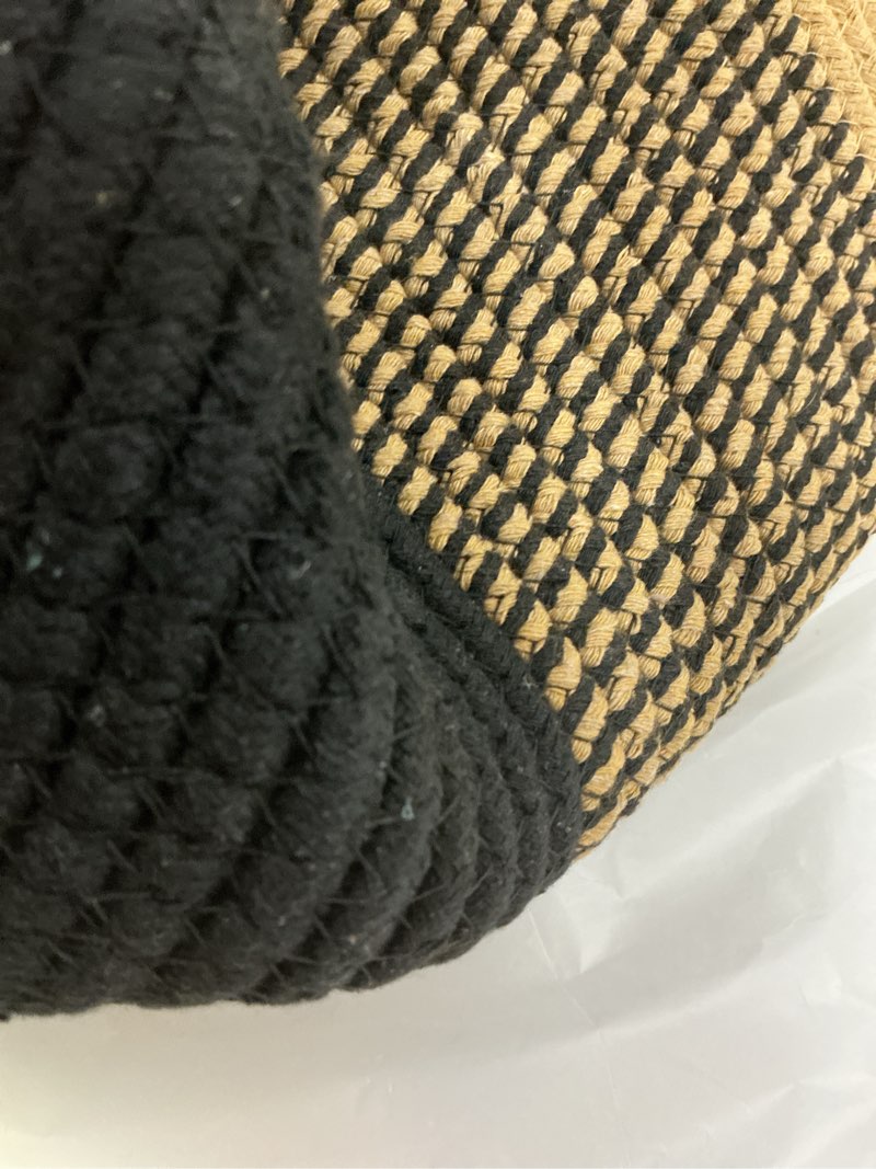 Condition photo showing As Is for KAKAMAY Large Blanket Basket (18"x18"x16"),Woven Baby Laundry Hamper for Storage, Cotton Rope Blankets Baskets for Nursery, Laundry, Living Room, Pillows, Baby Toy Chest with Handles (Black)