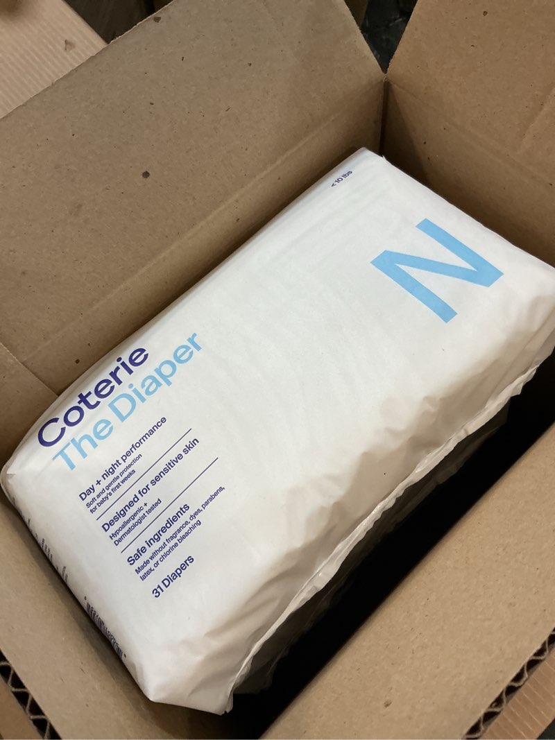 Condition photo showing Good Condition for coterie baby wipes + diapers kit, size 1 diapers (198 count) & 12 pack (672 count) baby wipes with 99% water, plant based materials, hypoallergenic for sensitive skin size 1 (198 count) + wipes (12 packs)