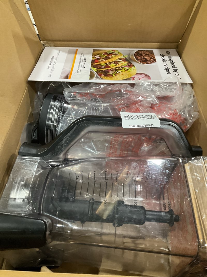 Condition photo showing As Is for ninja bn801 professional plus kitchen system, 1400 wp, 5 functions for smoothies, chopping, dough & more with auto iq, 72-oz.* blender pitcher, 64-oz. processor bowl, (2) 24-oz. to-go cups, grey 64 oz. blender + kitchen system