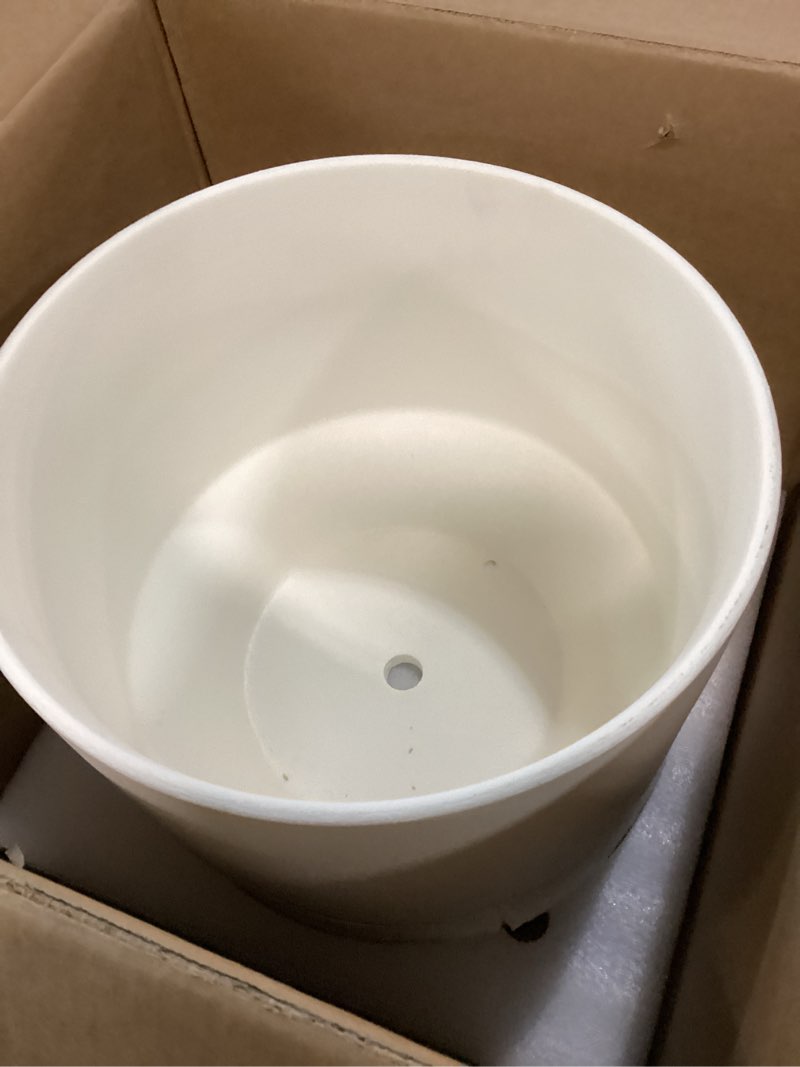 Condition photo showing New/Like New for LE TAUCI Large 14 Inch Plant Pot with Saucer | Ceramic Outdoor & Indoor Big Planter Pot | Drainage Hole, Mesh Pad & Plug | Unglazed Porous | Modern Minimalist for Home and Patio – Chalk White Chalk White 14 Inch