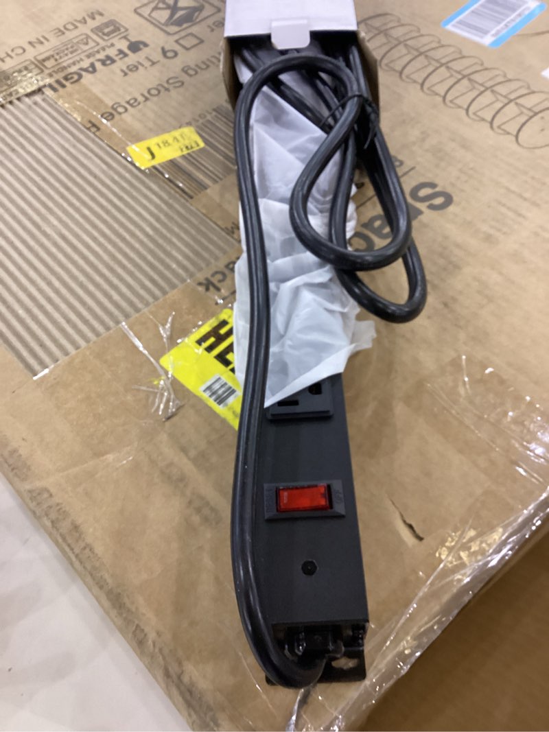 Condition photo showing New/Like New for hhsoet metal 8 outlet mountable power strip, wall mount outlet heavy duty, wide spaced commercial shop power strip with switch, 15a 125v 1875w, 6 ft sjt 14awg power cord.(black) 1 pack 6ft