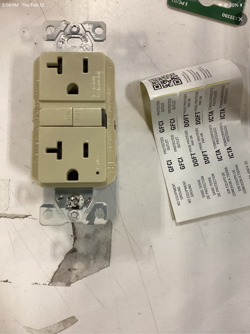 Condition photo showing As Is for Eaton 20 -Amp 125-volt Tamper Resistant GFCI Residential Decorator Outlet Receptacles