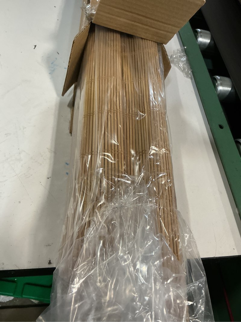 Condition photo showing Good Condition for cordless bamboo roman shades for windows, 100% blackout backing fabric for light blocking, 20" w × 64" h - papara carbon blackout - papara carbon 20" w × 64" h