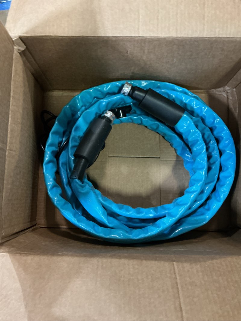 Condition photo showing As Is for 5/8" heated water hose - 15 ft - freeze protection for rvs, campers & livestock - durable, safe for drinking water, works down to -40°f
