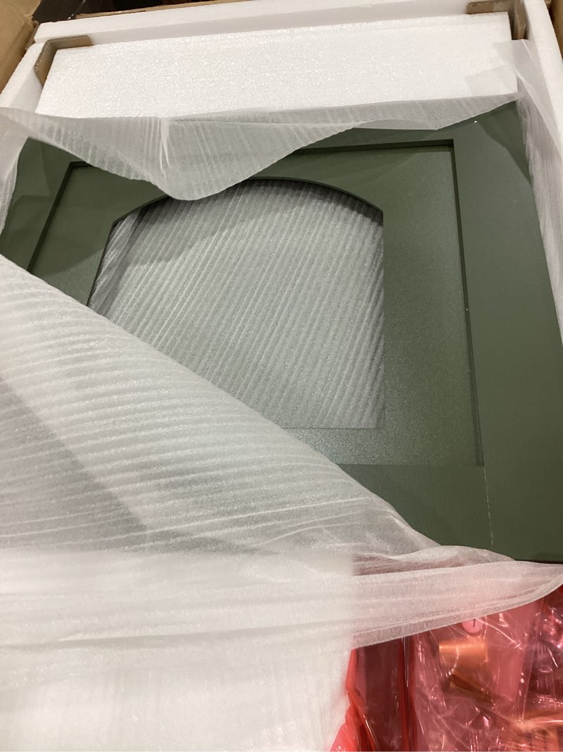 Condition photo showing Good Condition for homhedy cat litter box enclosure, cat washroom furniture with metal frame, pet house, fit most of litter box, modern style, green and gold 28.3"l green