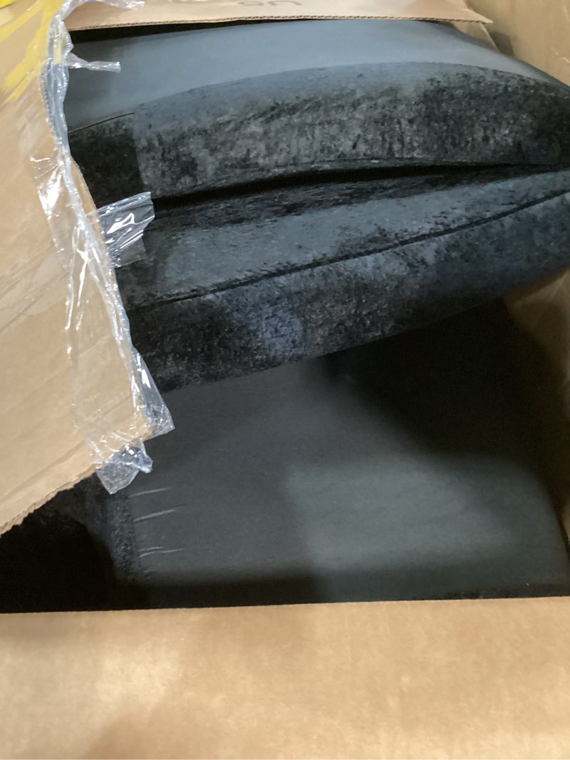 Condition photo showing Good Condition for Queen Headboard Only - Black Velvet Upholstered Headboard for Bed, No Assembly Required, Pure Sponge Design, Place Between Bed & Wall, Vertical Stripe with Stepped Crown Top Edge Queen Black