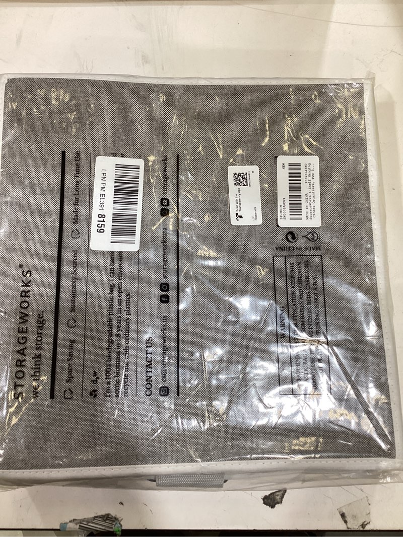 Condition photo showing As Is for StorageWorks 6-Shelf Closet Organizers, Two 3-Shelf Separable Hanging Shelves for Closet, 12" D x 12" W x 48 ¼"H? Canvas, Gray Grey 12" D x 12" W x 48 ¼"H