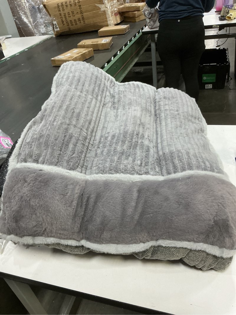 Condition photo showing New/Like New for Dog Bed for Large Dogs, Dog Mattress with Pillow for Crate Kennel, Sofa pet Bed, Super Soft pet Bed for Medium, Jumbo, Small Dogs Breeds Grey, Medium:(31"x25"x3") 31"L x 25"W x 3"Th Grey