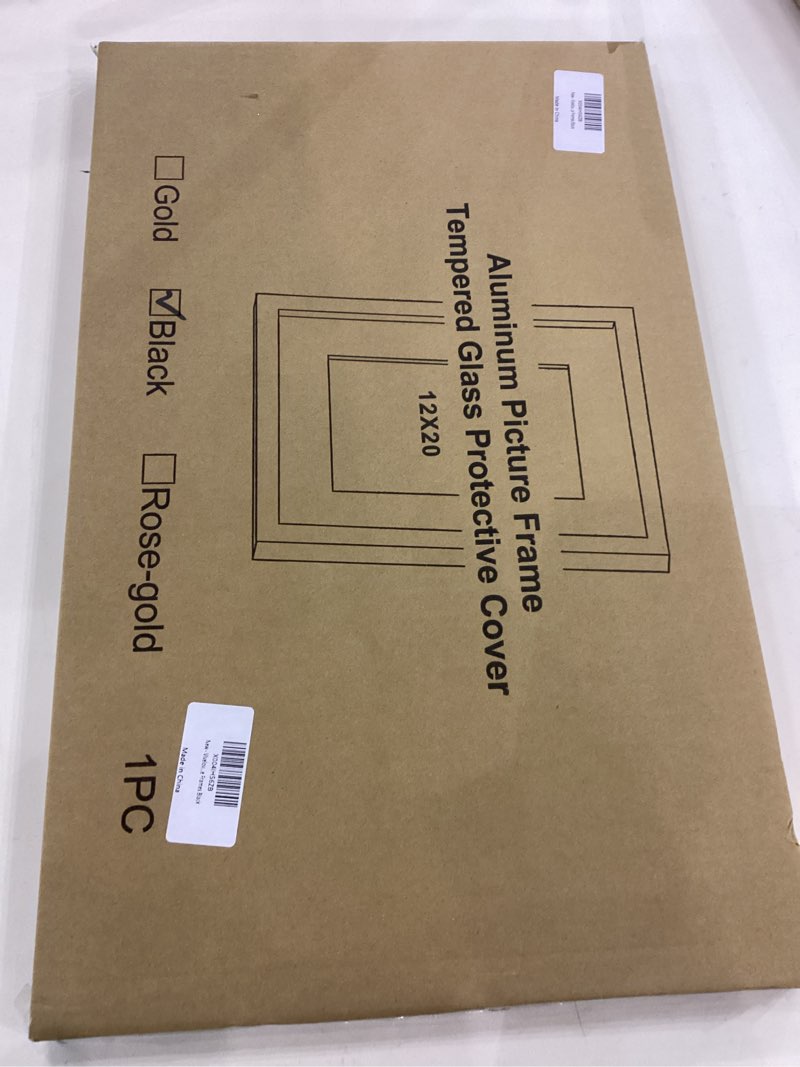 Condition photo showing New/Like New for Vivelove 12x20 Metal Picture Frame, Black Aluminum Picture Frames with Tempered Glass, Wall Mounting Horizontally or Vertically, for Hanging Diploma, Certificates and Decor for Wall-1Pack 12x20-1P Black