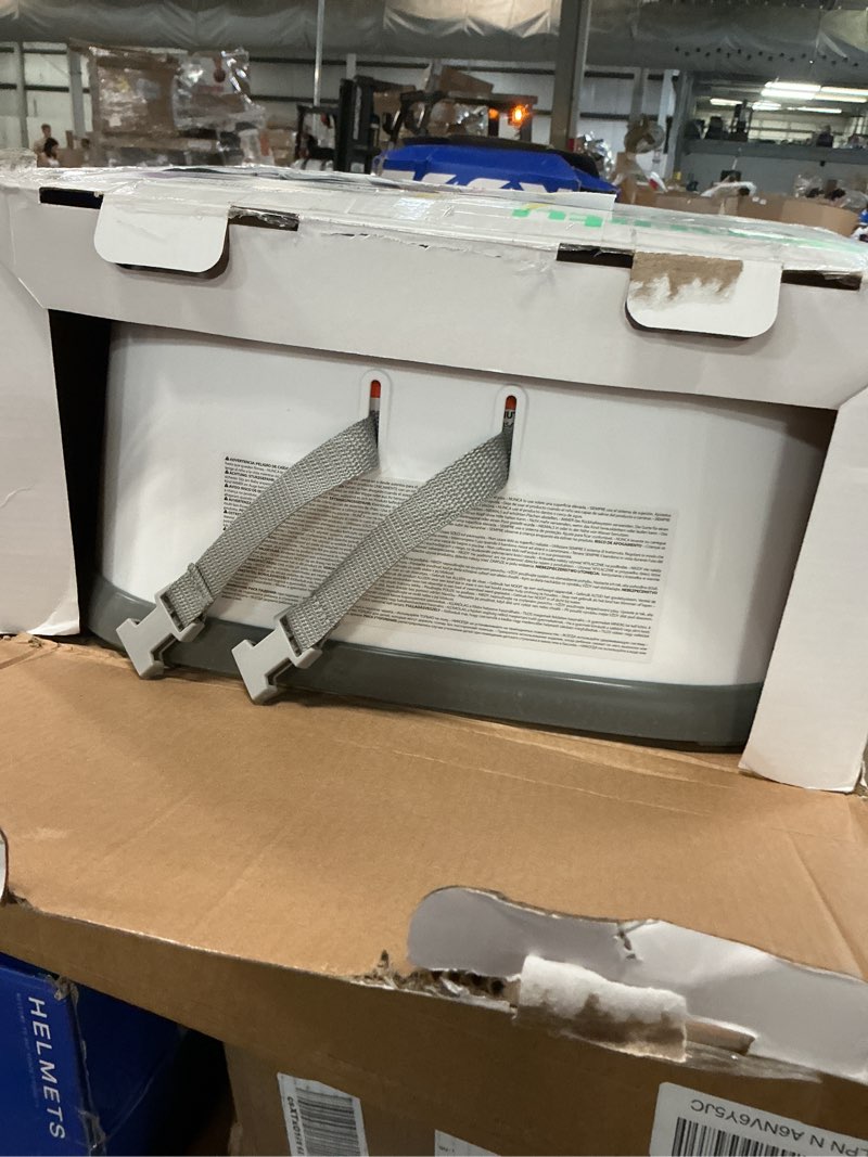 Condition photo showing As Is for ingenuity baby base 2-in-1 booster feeding and floor seat with self-storing tray - slate