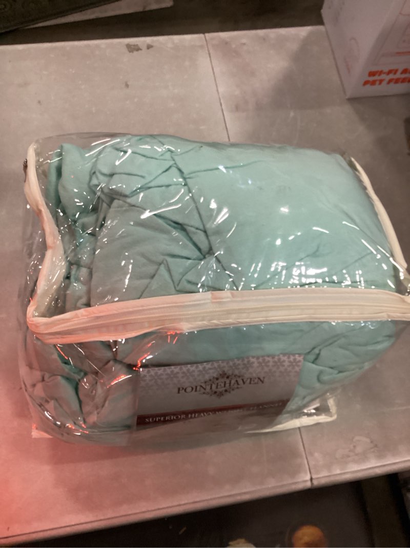Condition photo showing Good Condition for pointehaven flannel deep pocket set with oversized flat sheet, king, aqua