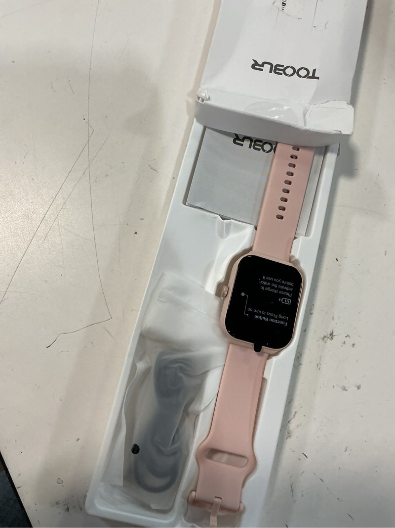 Condition photo showing New/Like New for toobur smart watch for women alexa built-in, 1.95" fitness tracker with answer/make calls, ip68 waterproof/heart rate/sleep tracker/100 sport modes, fitness watch compatible android ios fits 145mm-190mm wrists pink