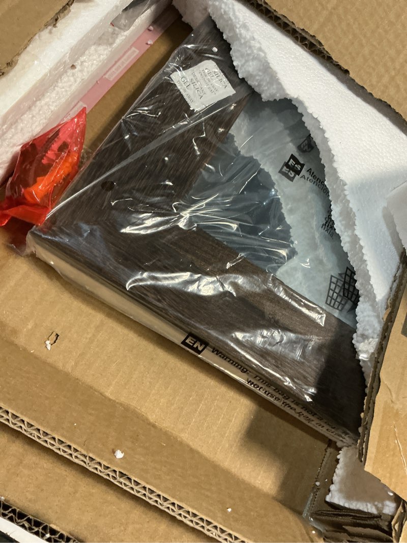 Condition photo showing Good Condition for COGOOD Farmhouse Barn Door Mirror - 21 x 30 Rustic Wood Framed Wall Mirror for Bathroom, Living Room