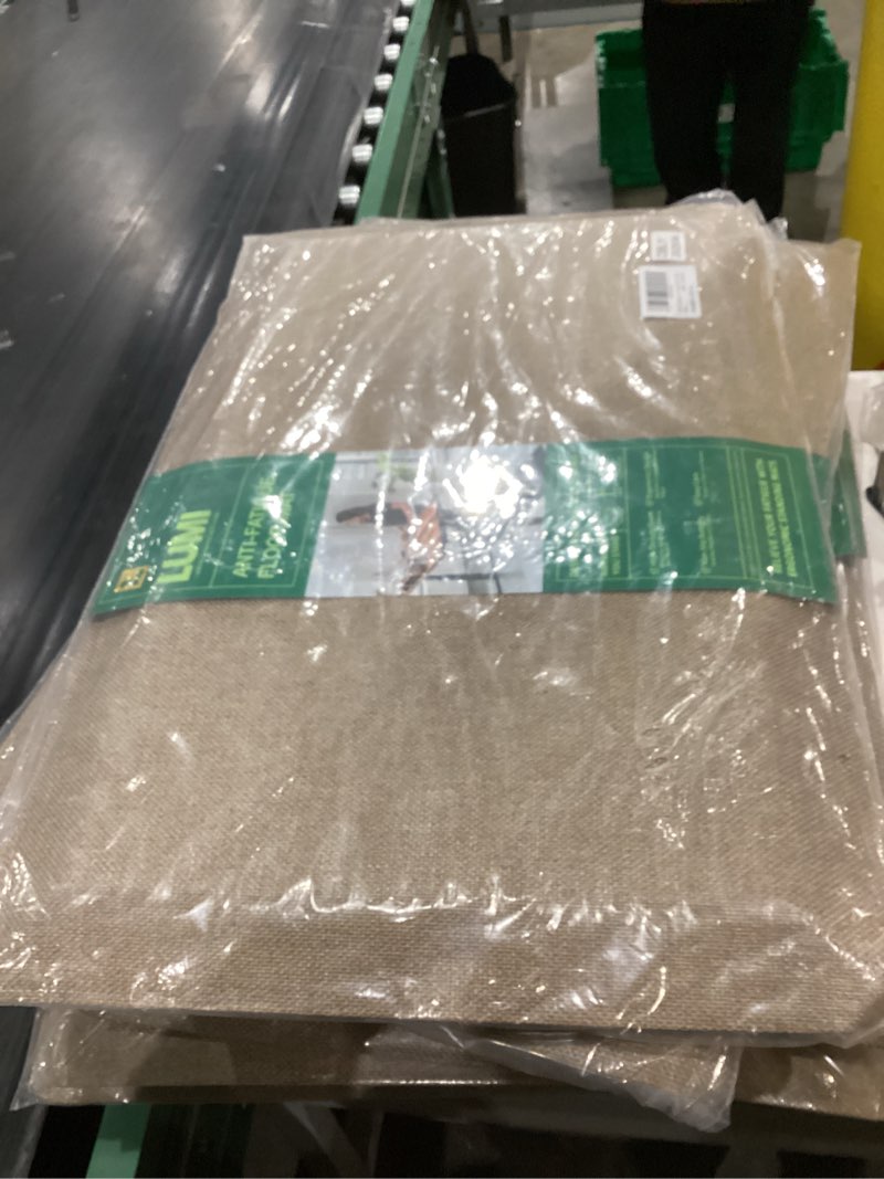 Condition photo showing New/Like New for LUMI Anti Fatigue Cushioned Comfort Mats for Standing, 3/4 Thick Ergonomic Mats for Desk Office, Non-Slip, Ultra Soft, Memory Foam Rugs for Home, Kitchen, Laundry, 20"x32", Beige Beige 32"L x 20"W x 0.8"Th