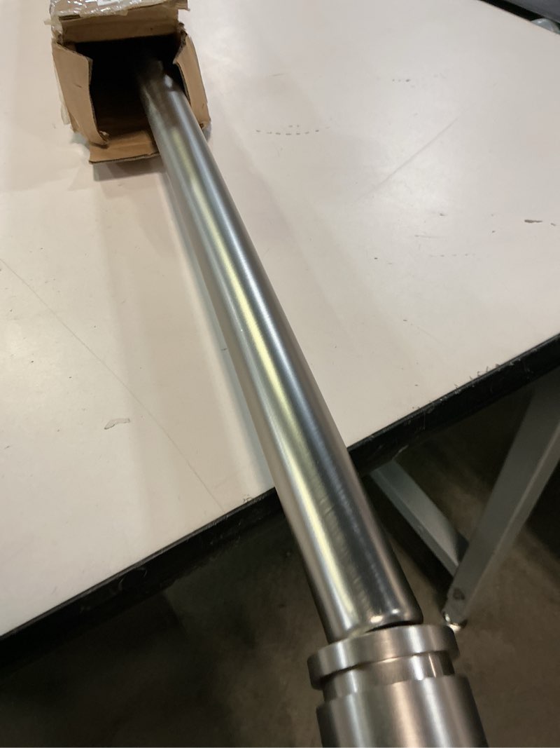 Condition photo showing Good Condition for 1 1/8 inch diameter curtain rods 36 to 72 inches(3-6ft), telescoping heavy duty large drapery rod with adjustable aluminum alloy bracket, solid end caps for windows patio decoration, brushed nickel brushed nickel 36"-72"